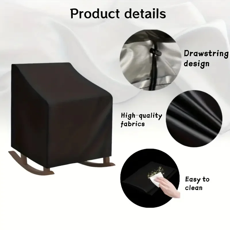 غطاء كرسي هزاز خارجي من قماش أكسفورد شديد التحمل - واقي أثاث الفناء مناسب لجميع الأحوال الجوية مع إغلاق برباط قابل للتعديل
