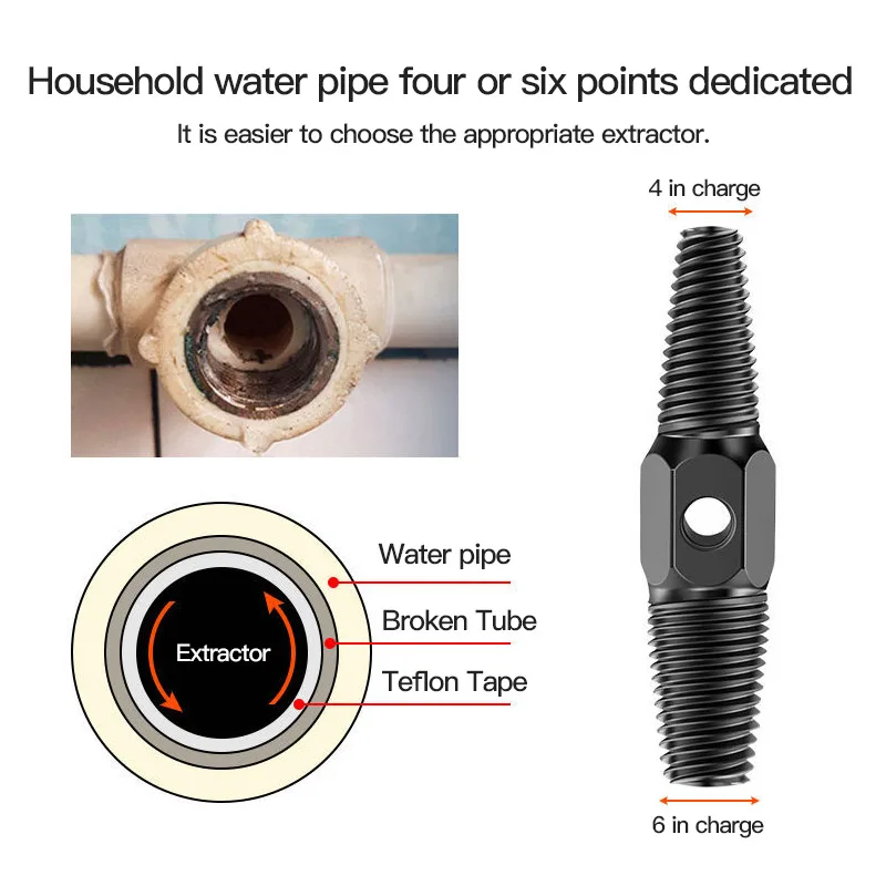 1 Set Double-Head Tap Faucet Valve Screw Extractor Set Damaged Broken Wire Water Pipe Bolt Remover Multipurpose Home Tools