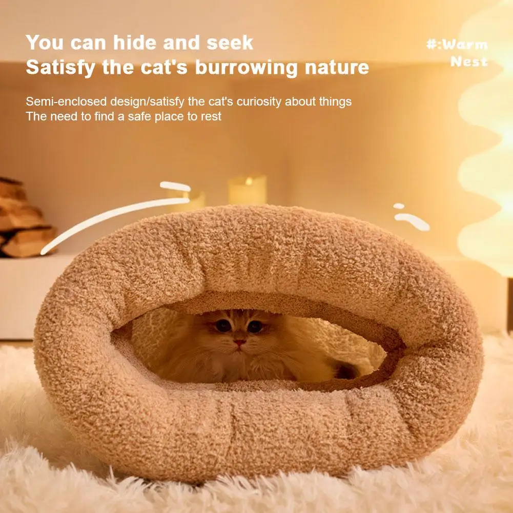 For Winter Warm Cat Sleeping Bag Soft Plush Cat Bed Comfortable Pet Bed For Cats Small Dogs Kitten Tunnel Nest Cat Accessories