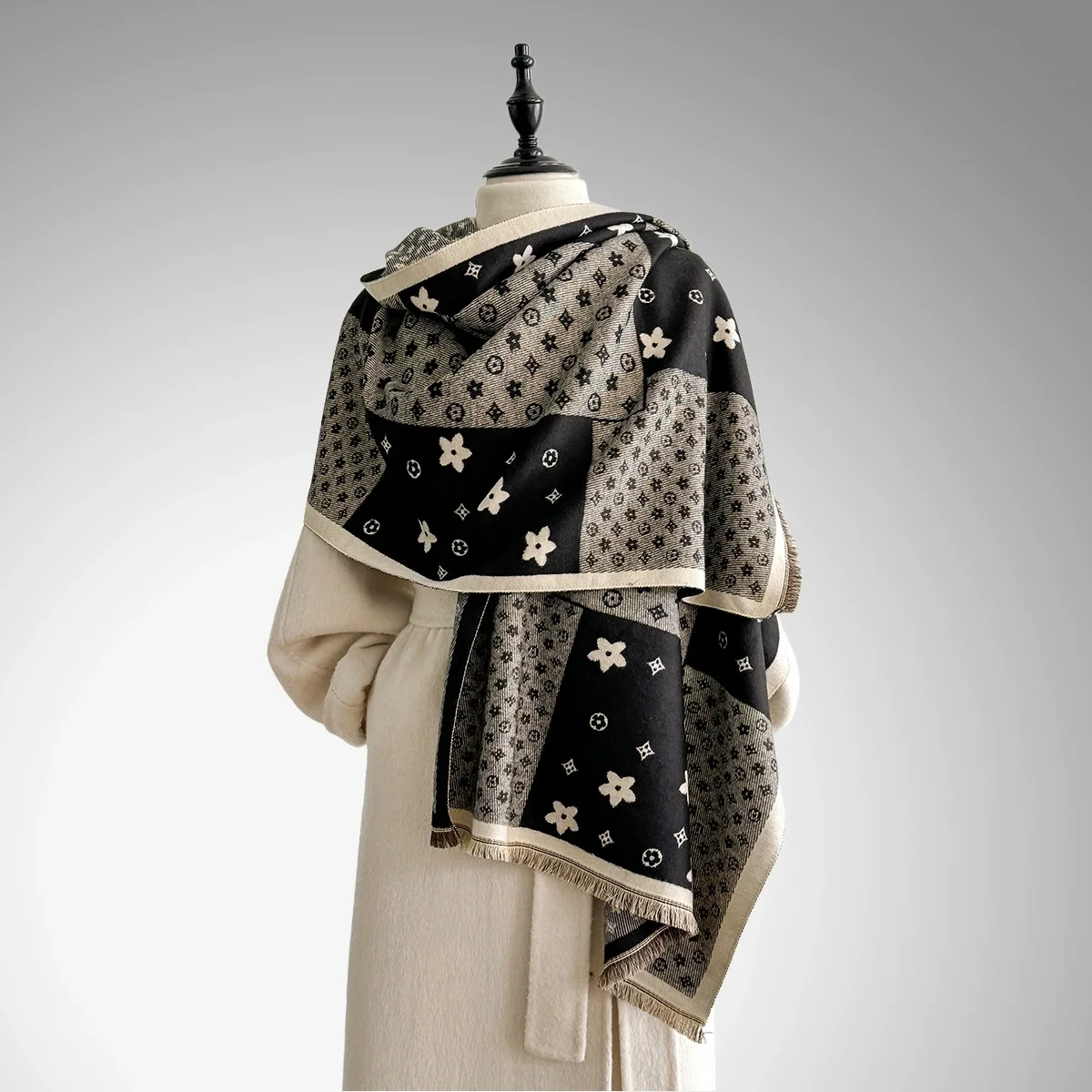 

Роскошный осенне-зимний кашемировый шарф, женский новый теплый шарф из пашмины, пончо, шарфы, модная шаль с принтом, толстый платок Bufanda