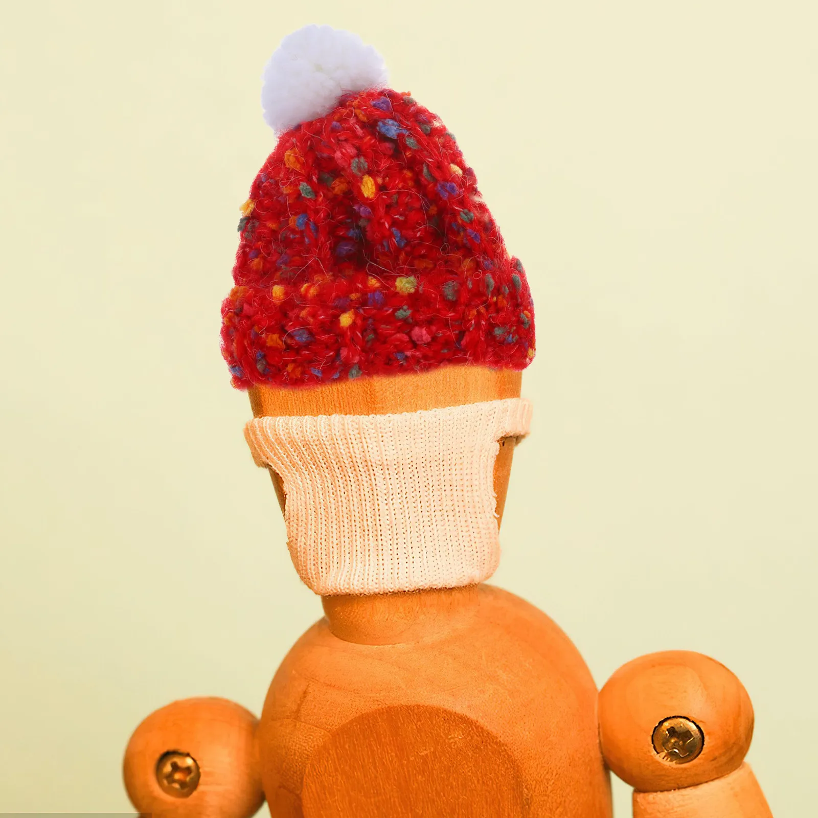 2 Peças de Mini Gorros de Tricô para Acessórios de Inverno Fofos, Toucas de Lã para Artesanato, Ornamento de Casa de Bonecas e Projetos DIY