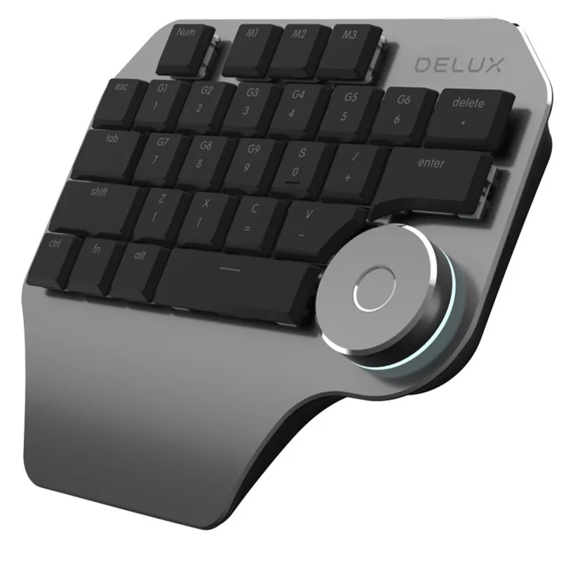 New Delux Designer Special One Hand Typing Smart Knob Customized Mechanical Keyboard For Computer Painting Cad Photoshop Office