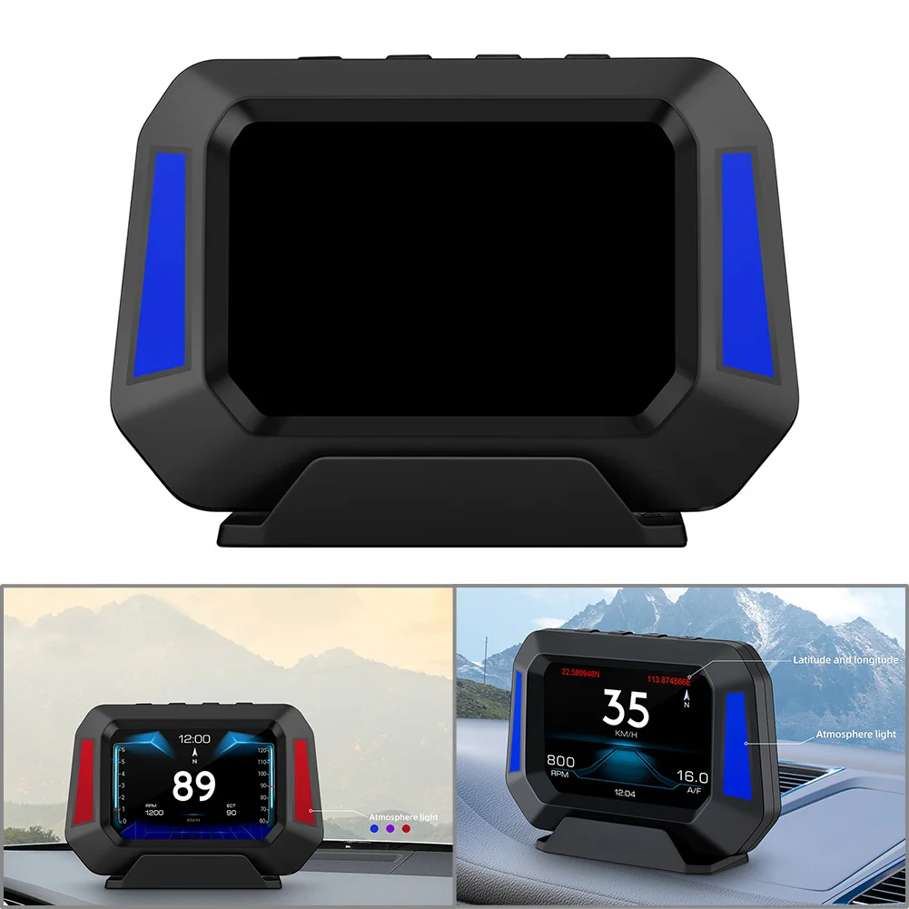 P21 3.5 Inch Car HUD Head Up Display Speed Speedometer Digital Gauge Vehicle Auto Diagnostic Tool