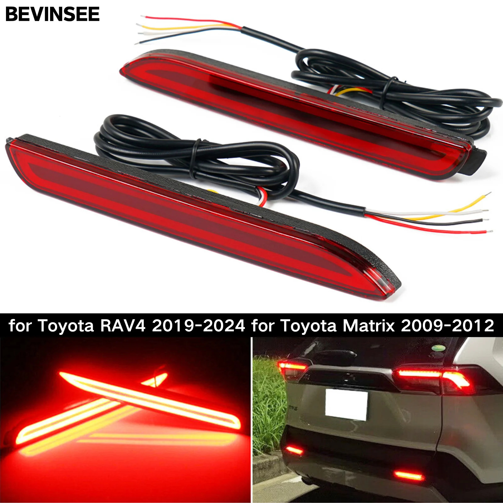 for Toyota RAV4 2019-2024, for Toyota Matrix 2009-2012 LED Brake Driving Stop Signal Lights Bumper Reflector Lamp Kit