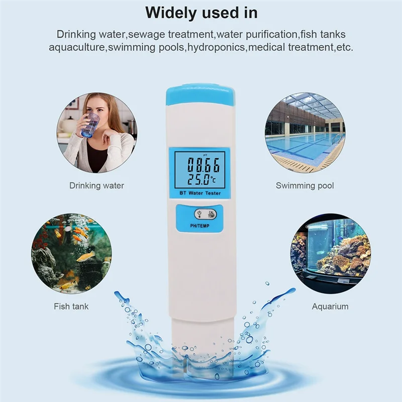 

A76K Water Quality Analyzer, PH Meter Digital 2In1 PH/Temp Meter PH Tester High Accuracy Water Quality Tester