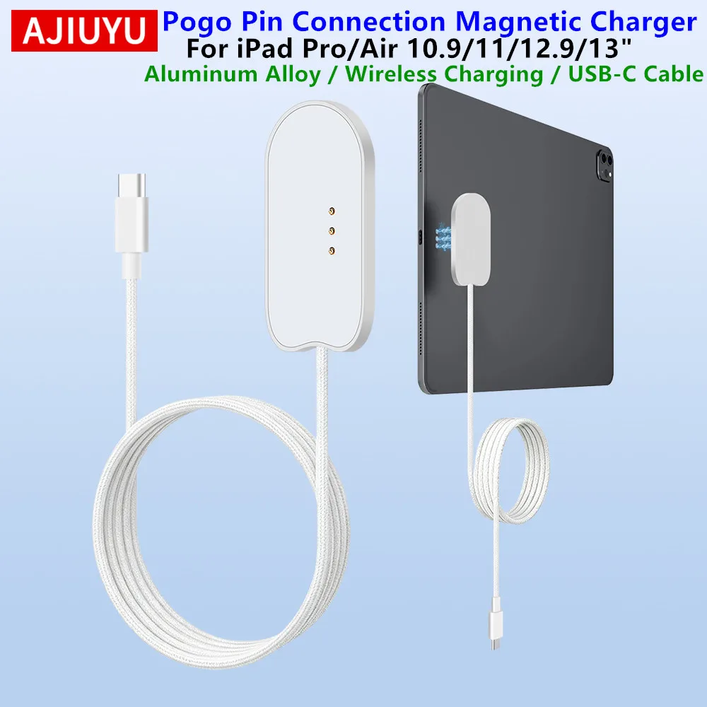Pogo PIN Magnetisches Kabelloses Ladegerät für iPad Pro 12.9 13 11 & iPad Air 13 11 Air4 Air5 10.9" Schnellladung Smart Connector Ladegerät