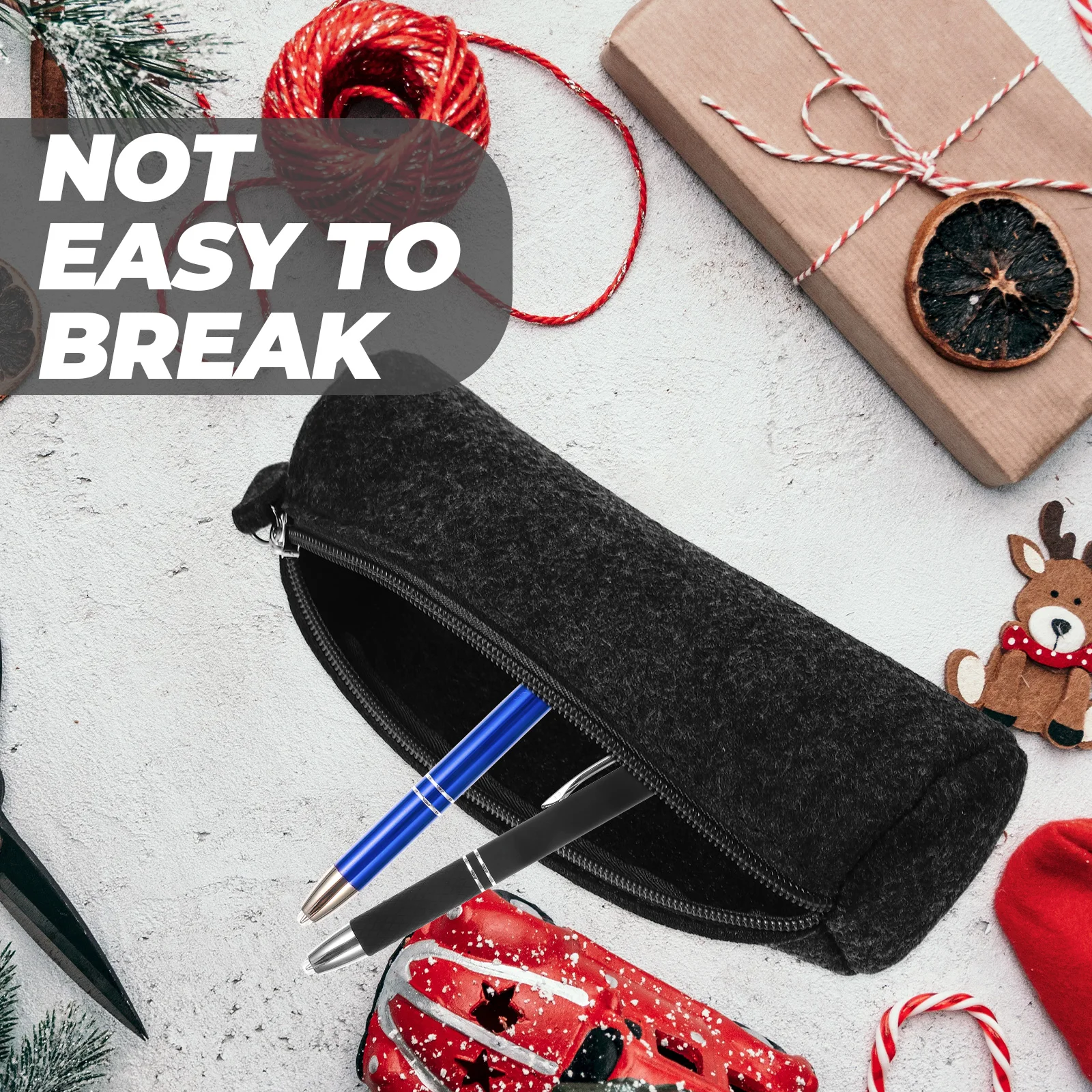 

4Pcs Multi-Function Pencil Bag Felt Stationery Case Wear-Resistant Lightweight Zipper Design Portable Organizer Storage Bag