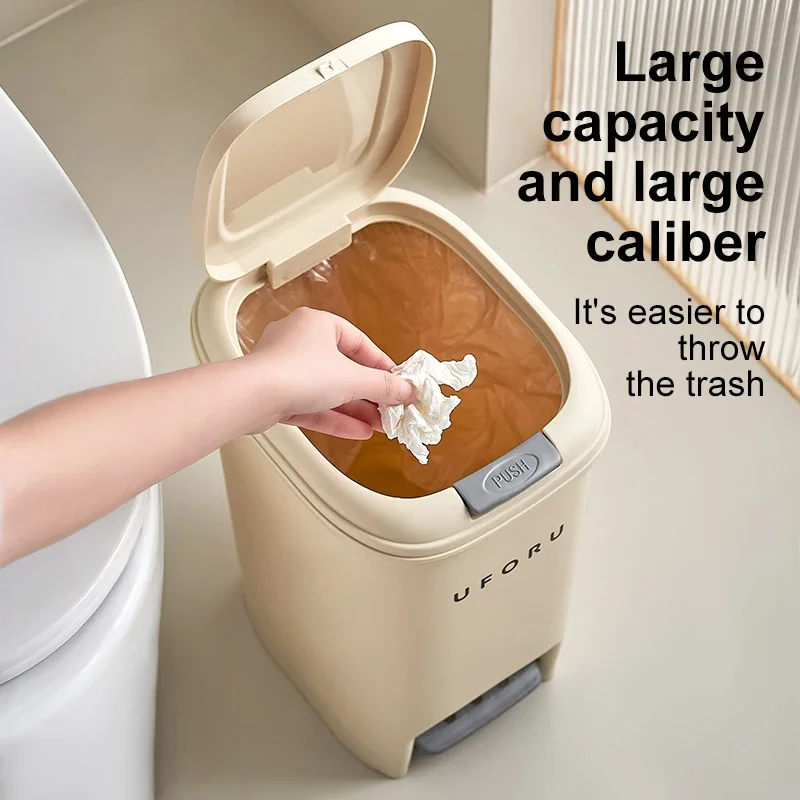 علب قمامة جديدة ذات سعة كبيرة للمطابخ المنزلية، وأغطية تعمل يدويًا أو تعمل بالقدم لغرف المعيشة والحمامات