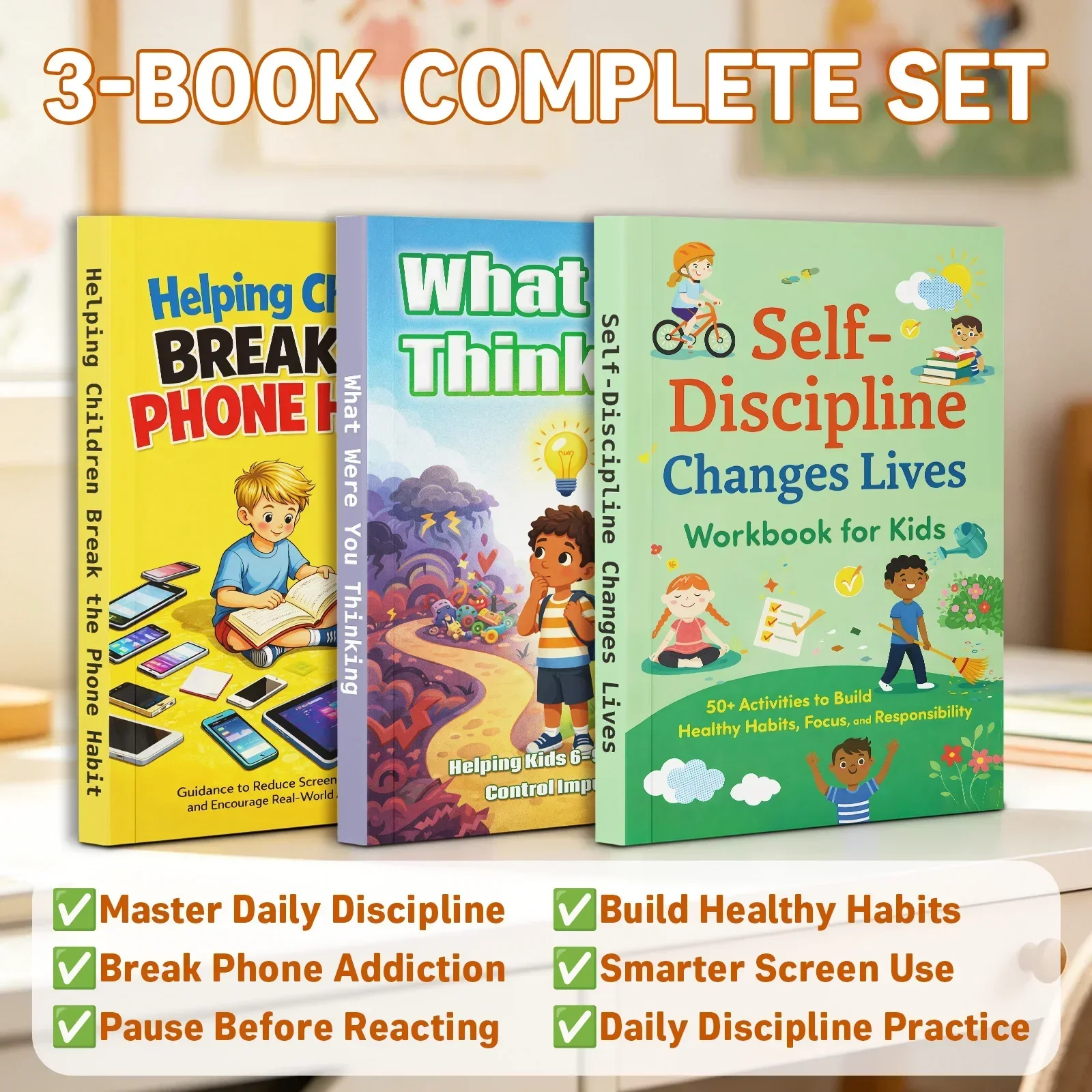 3-Book Kids and Teens Self-Discipline & Executive Function Book Set, Includes Helping Children Break the Phone Habit