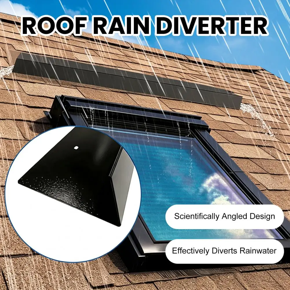 Skylight Rain Guard Roof Rain Gutter Diverter Carbon Steel Rainwater Splash Guard for House Roofs Doorway Corner Roofing Water
