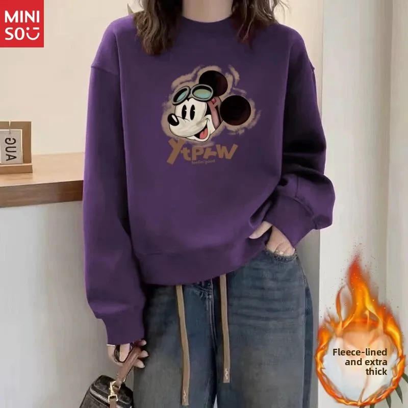 Disney American Vintage Sweatshirt, Plush Fleece Oversized Pullover for Women