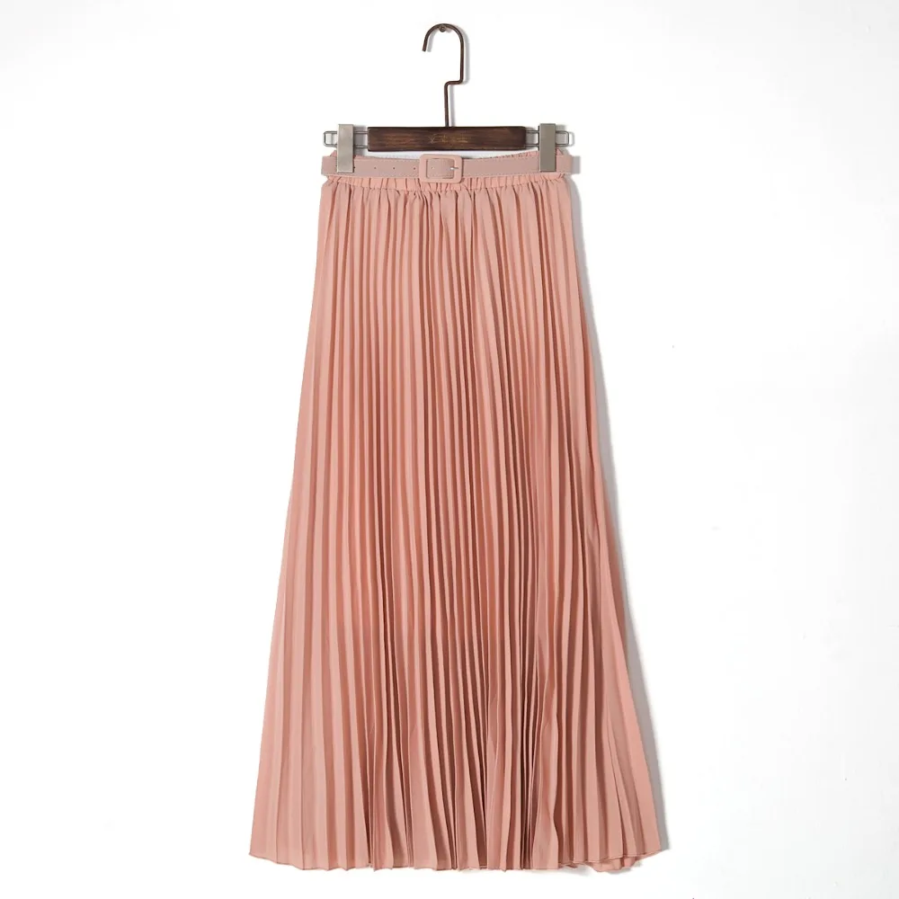 Lente Bohemian Geplooide Maxi Rokken Dames Zomer Effen Kleur Hoge Taille Chiffon Lange Rok Tutu Elegante Dames Zwart