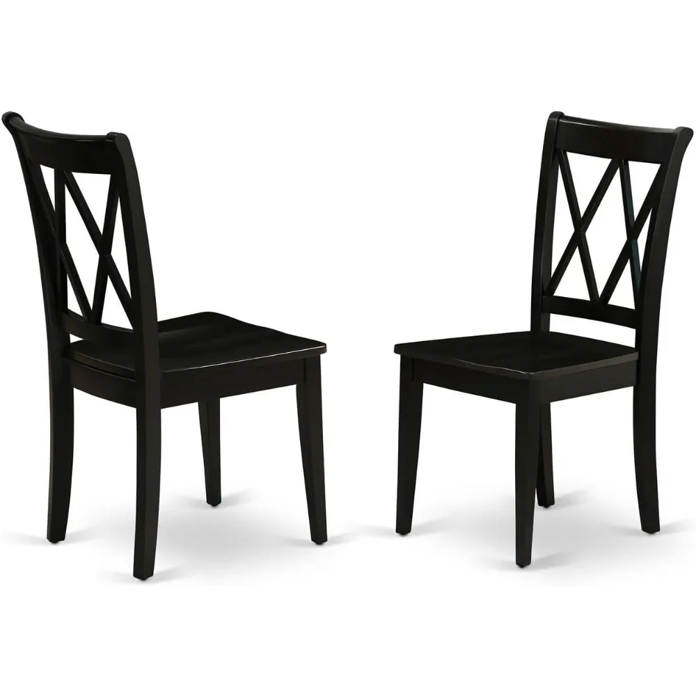 

CLC-BLK-W Clarksville Dining Chairs - Double Cross Back Wooden Seat Chairs, Set of 2, Black