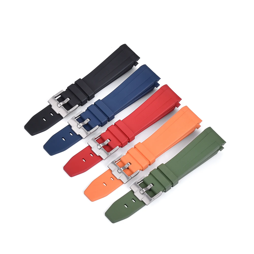 Waterproof Curved End Rubber Watch Strap Fit Moonwatch 20/22mm