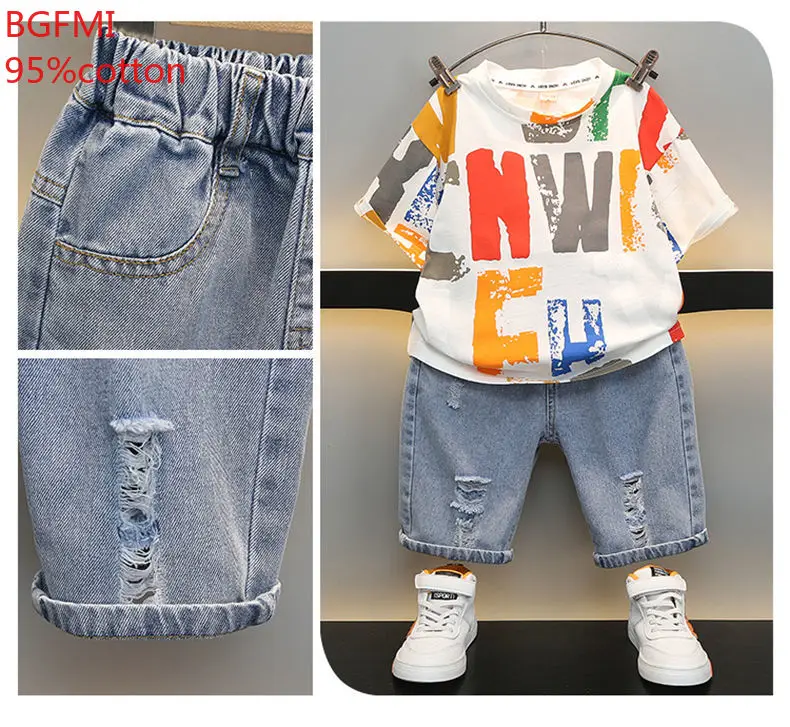 2-12Y Children Clothing Korean Cotton Short Sleeve Print Shirt+Shorts Set for Toddler Boy Baby Summer Thin Casual Fashion Outfit