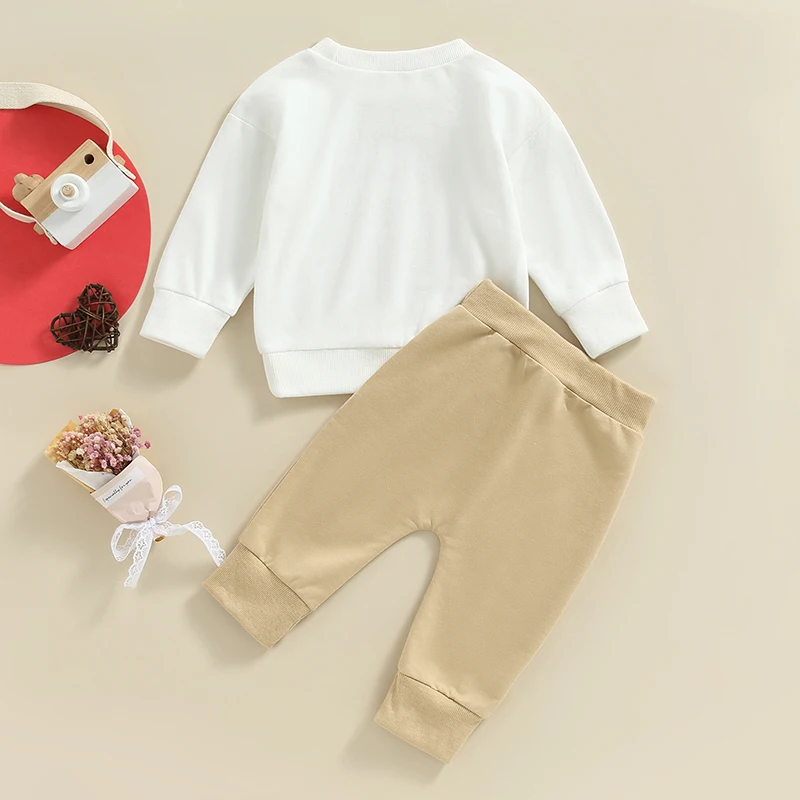 

Valentine s Day Girls 2pcs Outfits Heart Print Baby Long Sleeve Sweatshirt and Elastic Casual Pants Suit for Toddlers