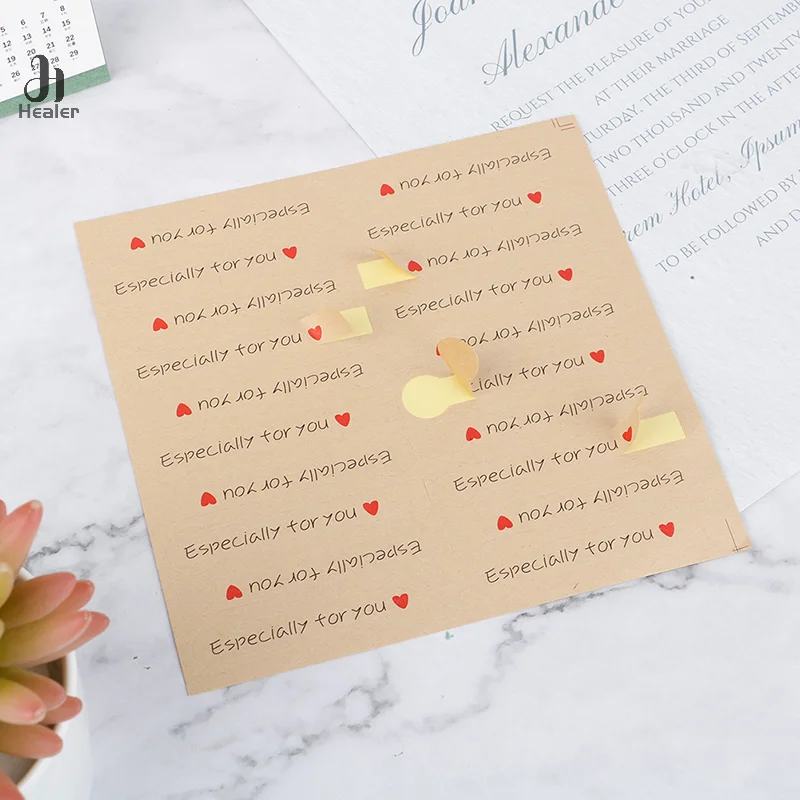 5 Sheets 7.8x1.5cm Especially for You Long Kraft Paper Sticker Scrapbooking Labels Gift Sticker, Self-adhesive DIY Paper Label