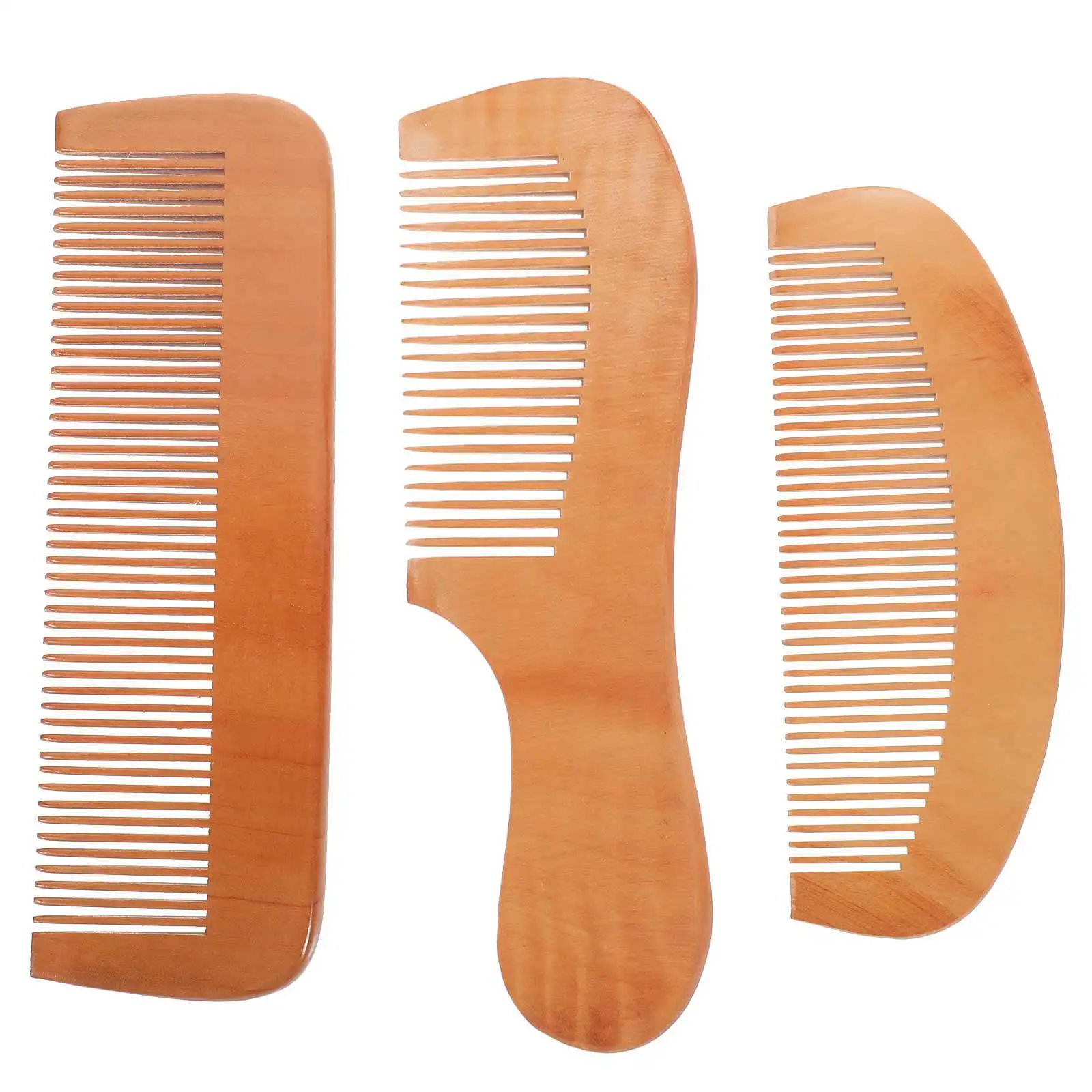 3Pcs Mini Massage Wooden Combs Hair Styling Combs for Scalp Care Detangling Smooth Comfortable Use At Home Outdoors