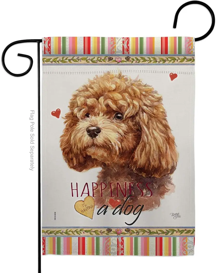 Breeze Decor Dog Poodle Happiness Garden Flag Animals Puppy Spoiled Paw Canine Fur Pet Nature Farm Animal Creature Small Decorat