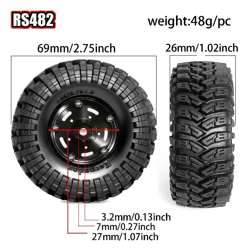 

Aluminum Alloy 1.3 Inch Beadlock Wheel Rim Tire For 1/24 Fms24 Axial Scx24 1/18 Trxs Trx4m Trx4-m Rc Crawler Car Tire