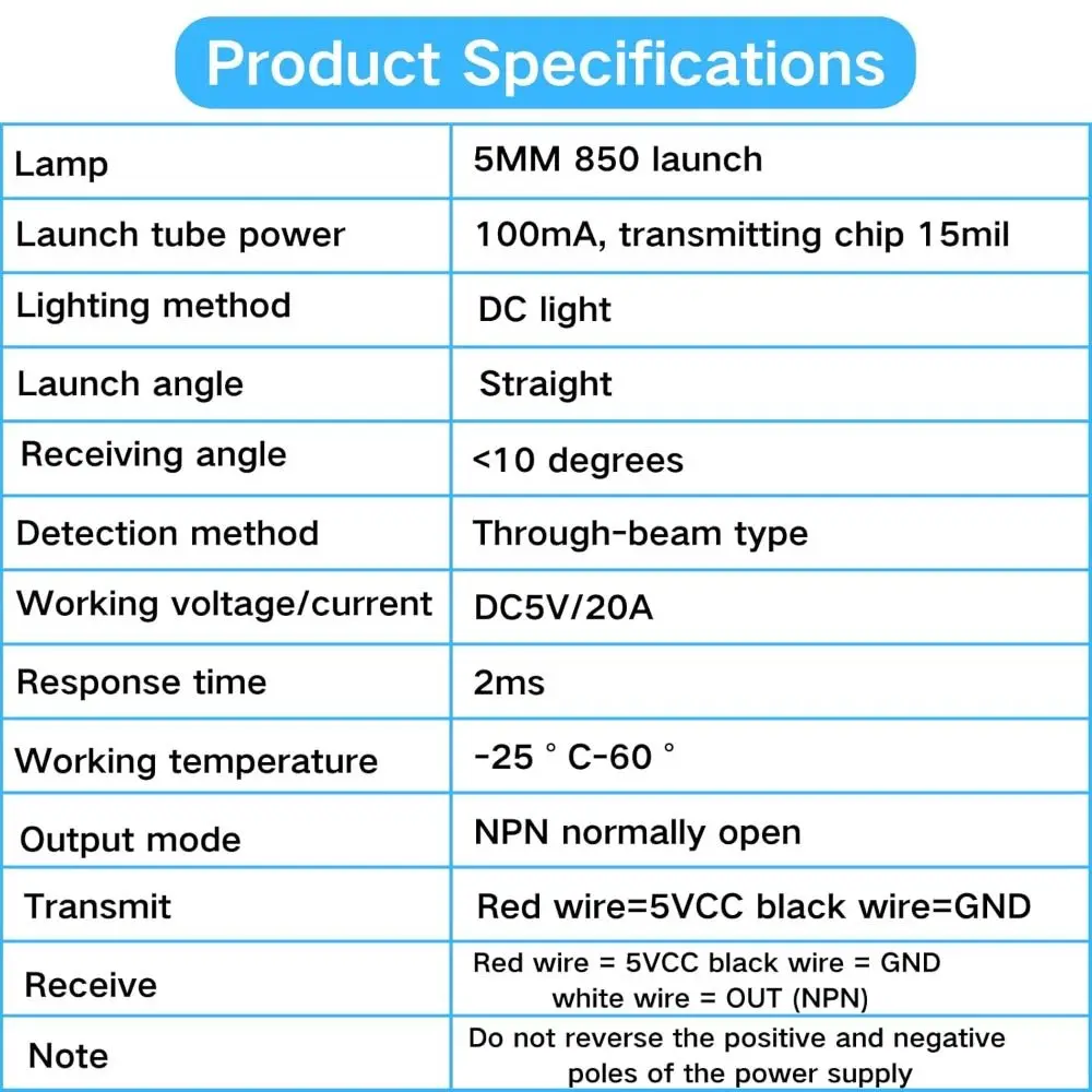 

Infrared IR Sensor Object Detection Beam Detection Photoelectric Sensor Counting Module Through-Beam Sensor Automation Systems
