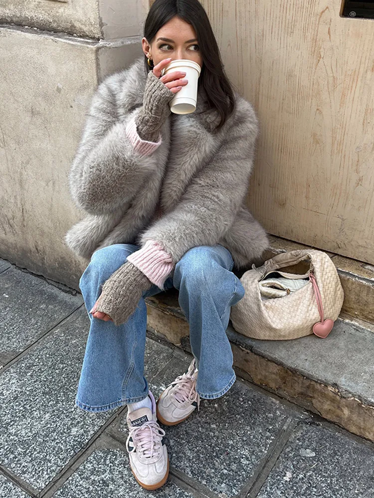 Veste courte en fausse fourrure pour femmes, manteaux épais, chauds et doux, manches longues, manteau d'hiver décontracté, nouveaux vêtements d'extérieur, 2025
