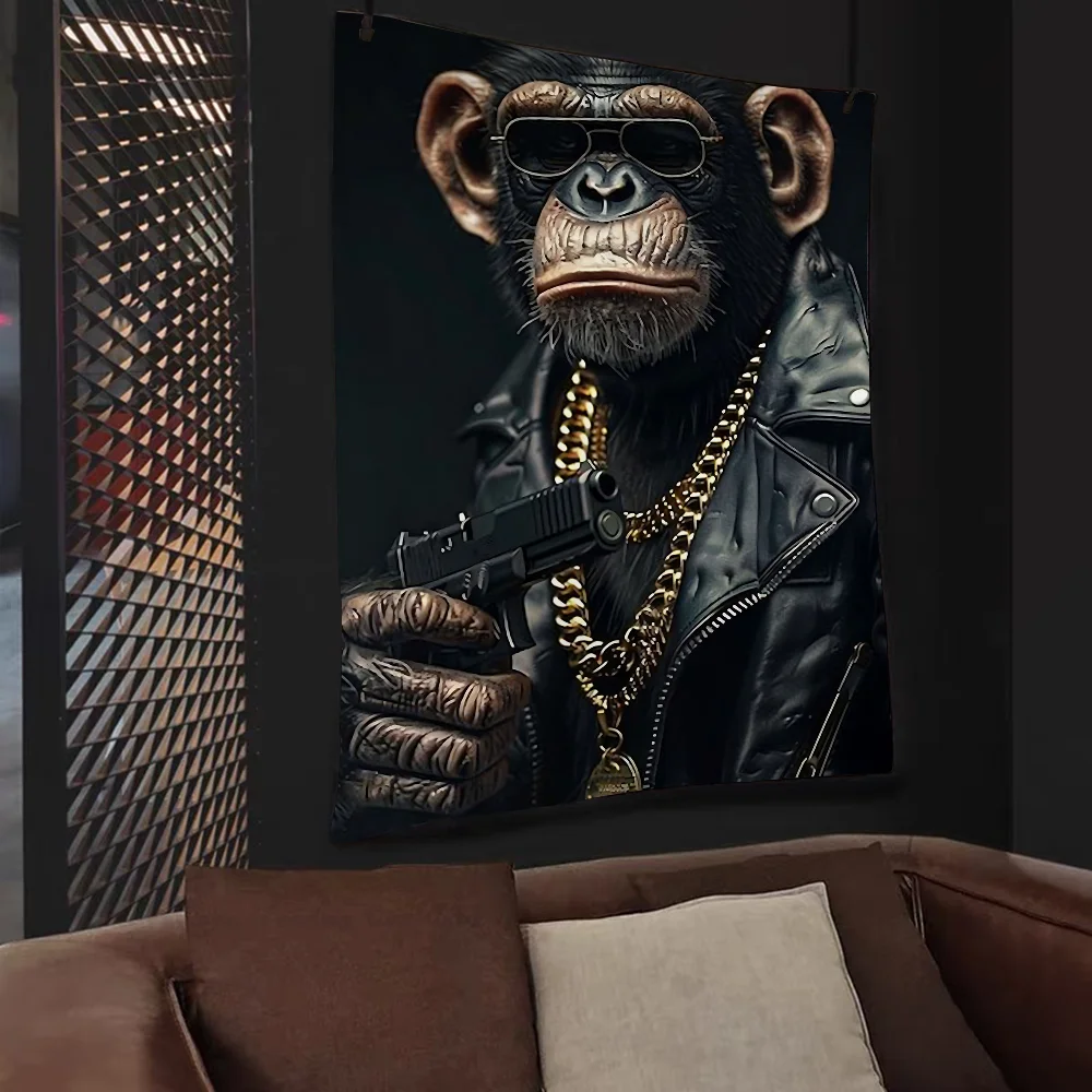 Funny Smoking Monkey Chimpanzee Chart Tapestry Home Decoration Hippie Bohemian Decoration Divination Wall Hanging Home Decor