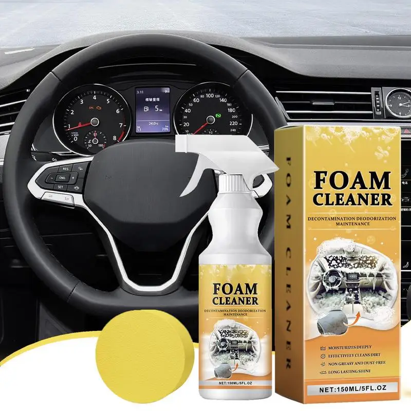 Car Cleaning Spray Multipurpose Stain Remover Car Detailing Spray 150ml Car Cleaning Agent With Sponge Car Detailing Kit Cleaner