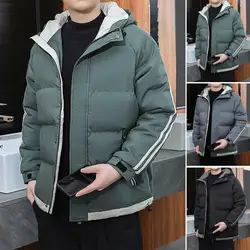 Trendy Men Jacket Autumn Winter Men Outerwear Cotton Padded Fluffy Filling Hood Jacket Coat  Coldproof