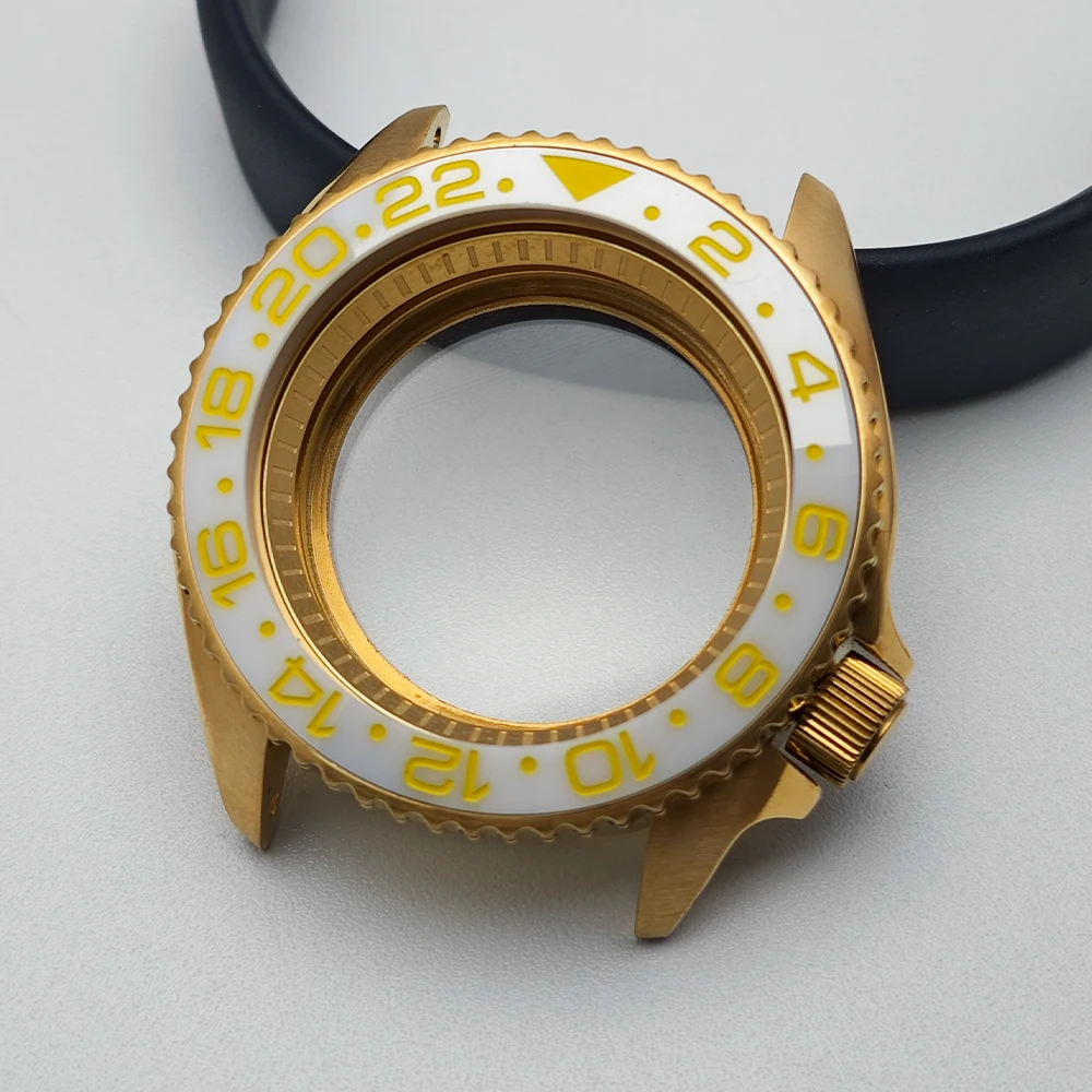 NH35 Gehäuse 42mm Herrenuhr Stahl-Gold-Gehäuse Passend für NH35 NH36 Uhrwerk und 22mm Armband Uhrenzubehör Saphirglas – Detail 2