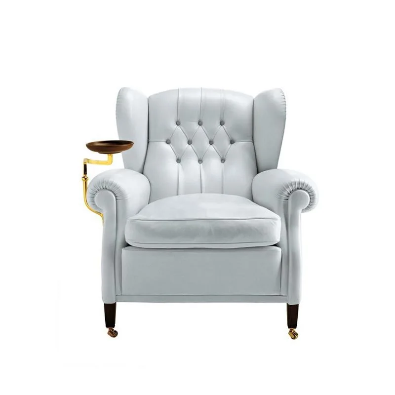 

American living room retro single sofa chair, simple pull button leather art cigar oil wax leather casual tiger chair