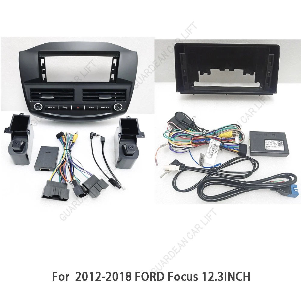 

12,3-дюймовая рамка для автомобильной магнитолы Ford Focus 3 Mk 3 2012-2018, Android-стереосистема, 2DIN, панель для головного устройства с кабелем