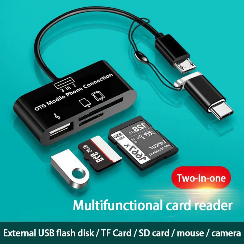 In 1 TF SD Card Reader USB 2.0 Type C OTG Flash Drive Memory Card Reader For PC Laptop Accessories SD Memory Reader Adapter