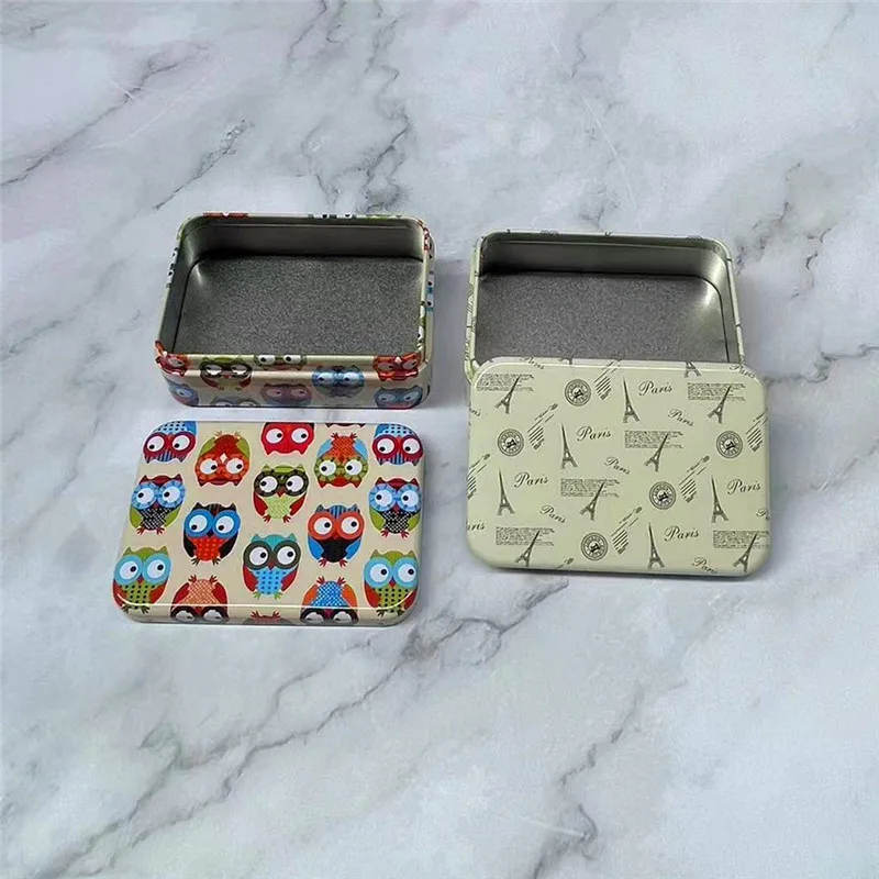 1 قطعة الكرتون تخزين القصدير صناديق مجوهرات صغيرة الحديد حالة في الهواء الطلق الإسعافات الأولية أداة المنظم الحاويات صندوق دبوس الشعر المعدني مع غطاء #4