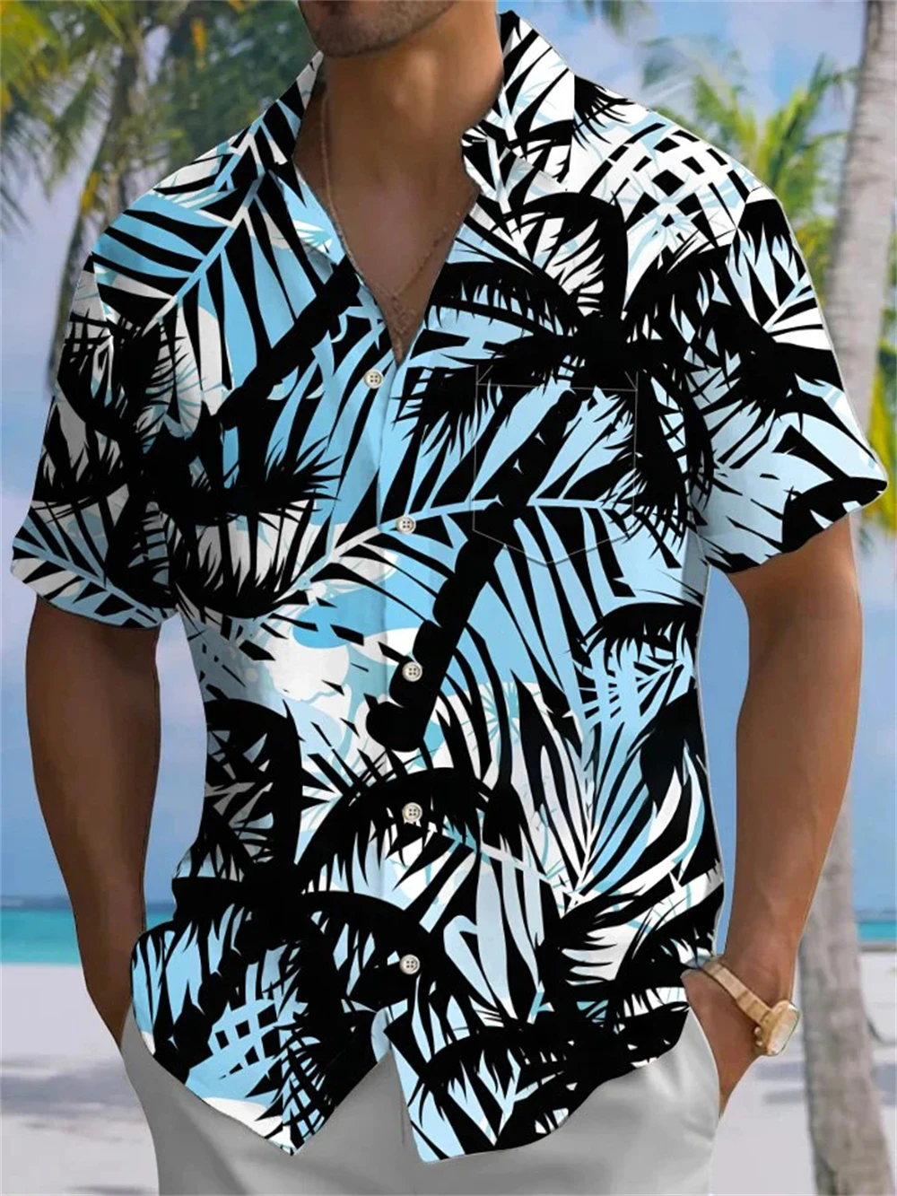 

2025 Summer Coconut Tree Men Hawaiian Shirt 3D Floral Shirt for Men Flower Print Plus Size Hawaiian Shirts Beach Flower Shirts