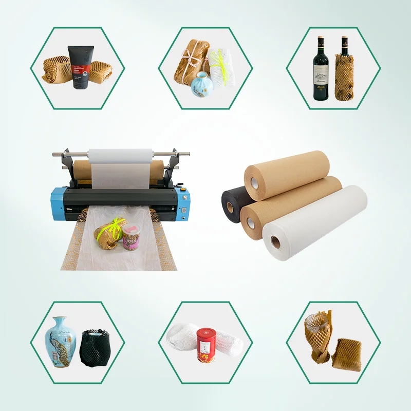 Electric Making Pad Buffer Filling Packaging Cushion Automatic Kraft Paper Wrapping Honeycomb Machine