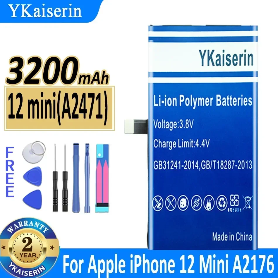 YKaiserin Battery 12 Mini (A2471) 3200mAh For Apple iPhone 12 MINI iPhone A2399 A2176 A2398 A2400 Mobile Phone Batteries