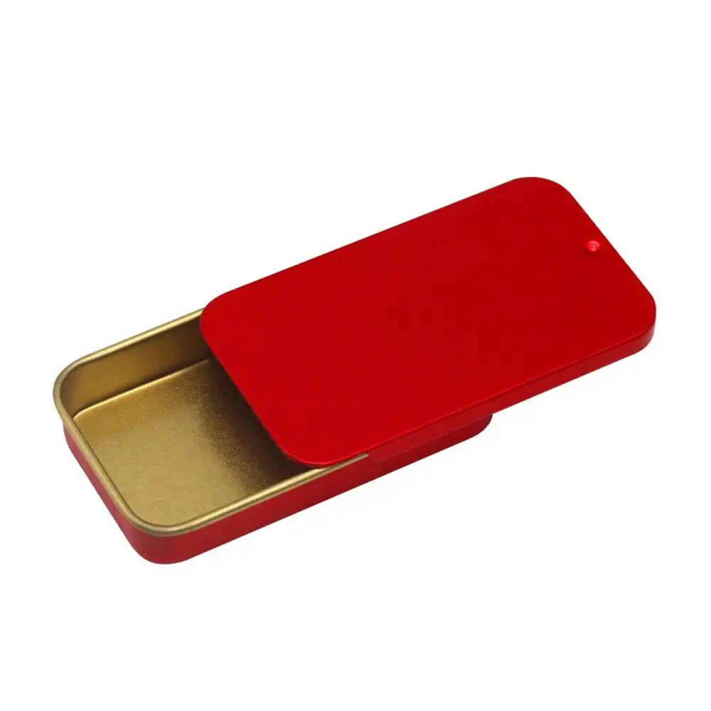 Portable Multi Color Tin Box Hand-held Feeder Push Pull Candy Pills Rectangular Sliding Cover Ointment Drawer Candy