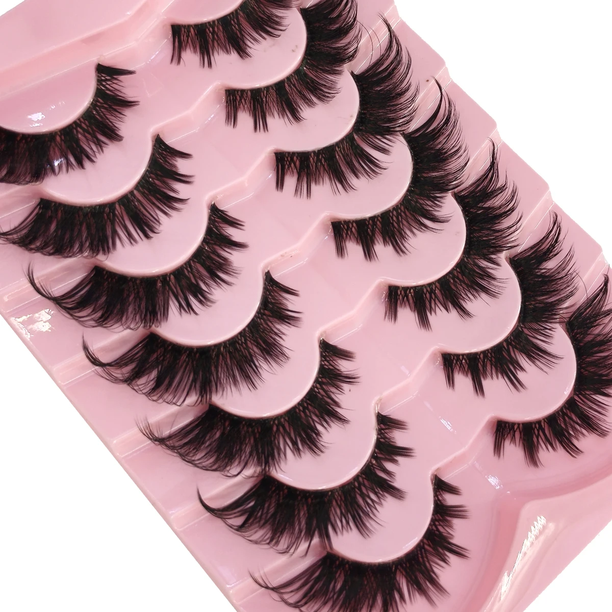 NEU 7 Paar 8D Nerz-Wimpern Natürliche Kurze Falsche Wimpern 3D Nerz-Wimpern Voluminöse Handgefertigte Volle Streifenwimpern Make-up