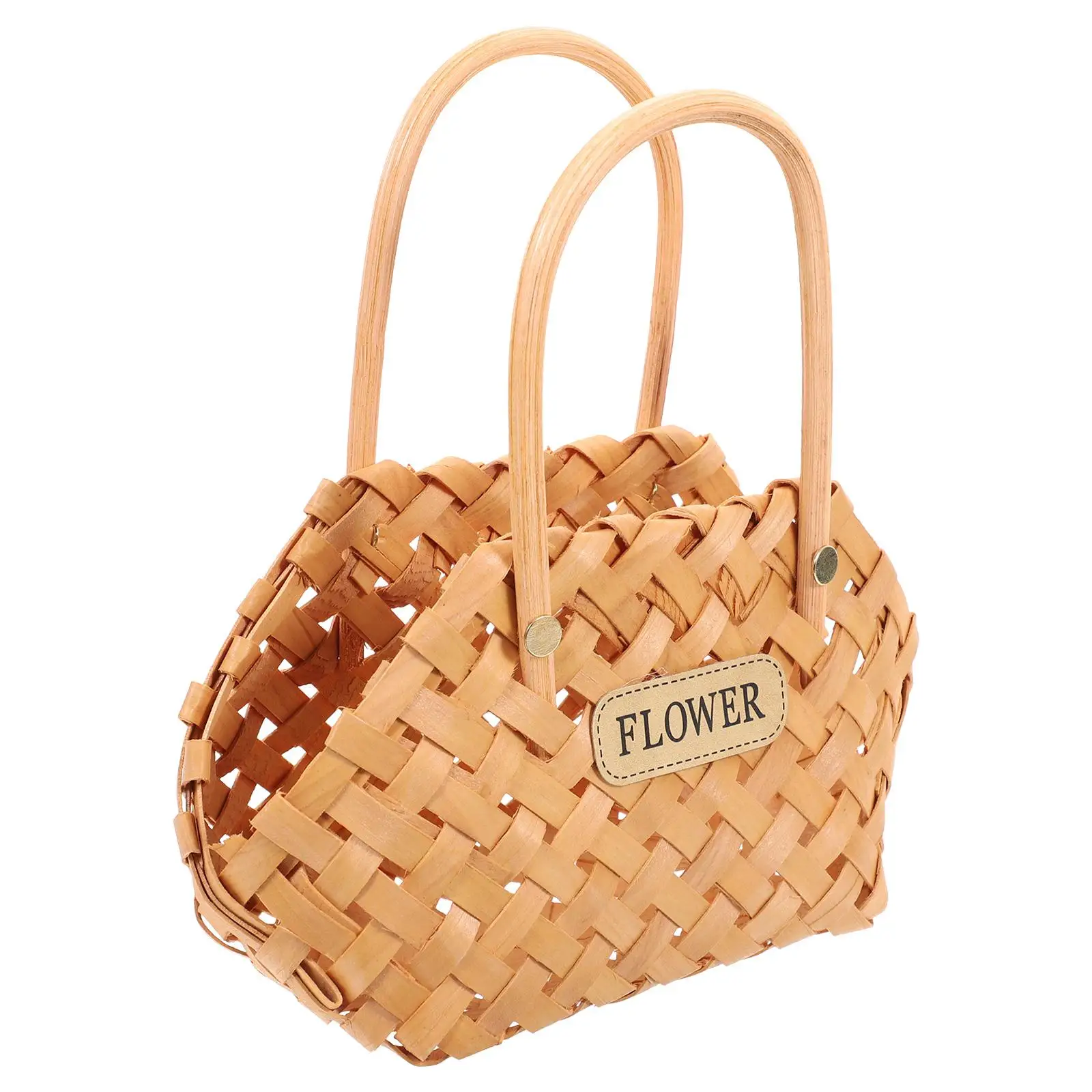 

Rustic Storage Basket Decorative Woven Flower Container Healthy Material Photo Prop H held Household Long Use Strong