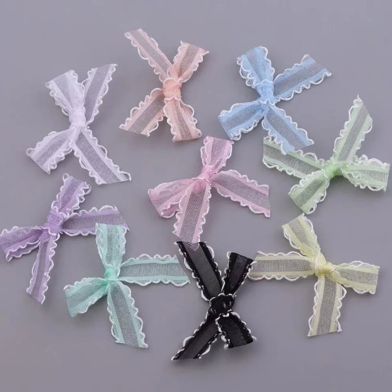20 Stück/Lot 4x4cm Kleine Satinband-Schleifen Bunte Tüllschleifen Blumenapplikationen für DIY-Bastelarbeiten Handarbeit Party Hochzeitsdekoration – Detail 3