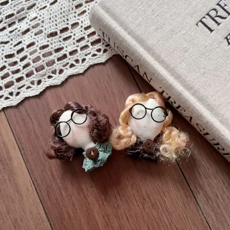 Hair Clip Brooch Forest Style Freckled Curly Girl with Glasses Artsy DIY Accessory Mixed Material Mini Lightweight Color Holiday