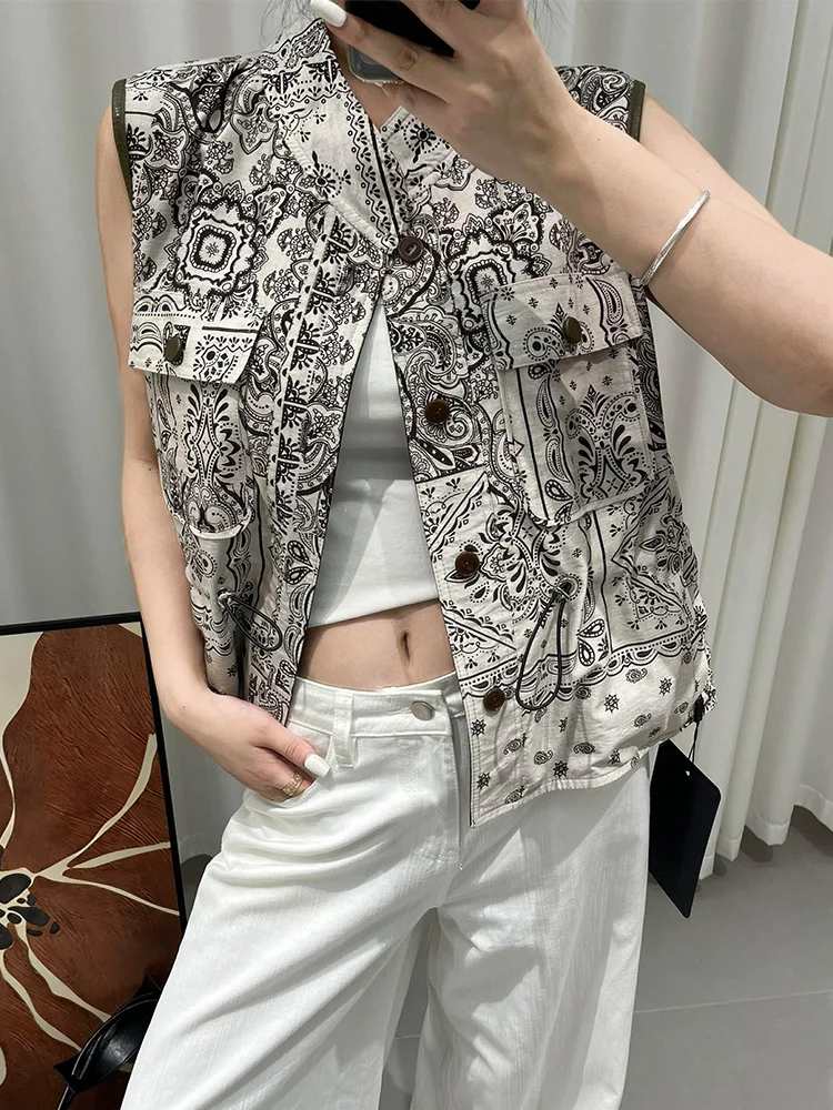 New Fasion Women Natural Genuine Sheepskin Leather Vest Female Real Lambskin Waistcoat Jacket Round Neck Streetwear