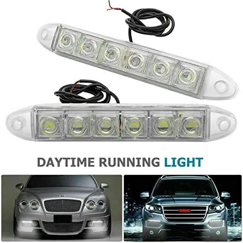 

High Power 6 LED Daytime Running Lights Universal High Beam Fog Light White Car Strip Light Driving Fog Daytime Running Lights