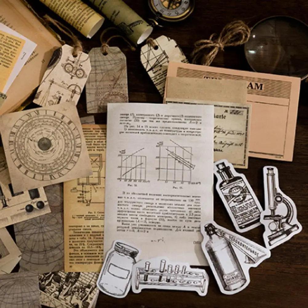 Scrapbook Stickers Set Exquisite Pattern Multi-Use Vintage Aesthetic Stickers DIY Paper Journaling Scrapbooking Supplies Kit