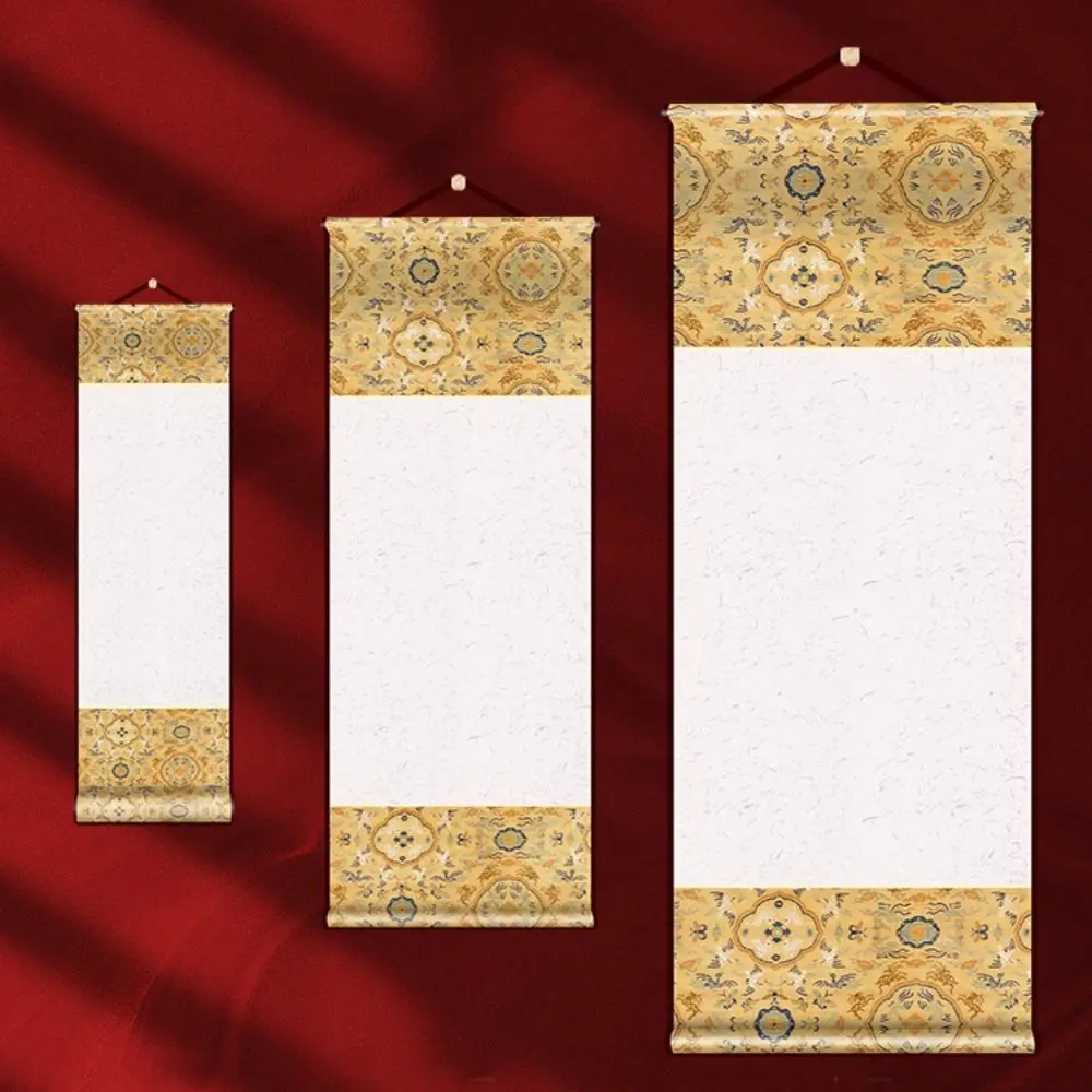 Painting Drawing Paper Vintage Rice Paper Scroll Self-made Gifts Chinese Style Blank Hanging Blank Scroll S/M/L Hand-rolled