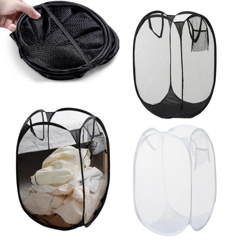 Mesh Pop-up Wäschekorb Wäschekorb faltbare Schmutzige Kleidung Aufbewahrungstasche große Kapazität Aufbewahrungskorb Badezimmer Organizer