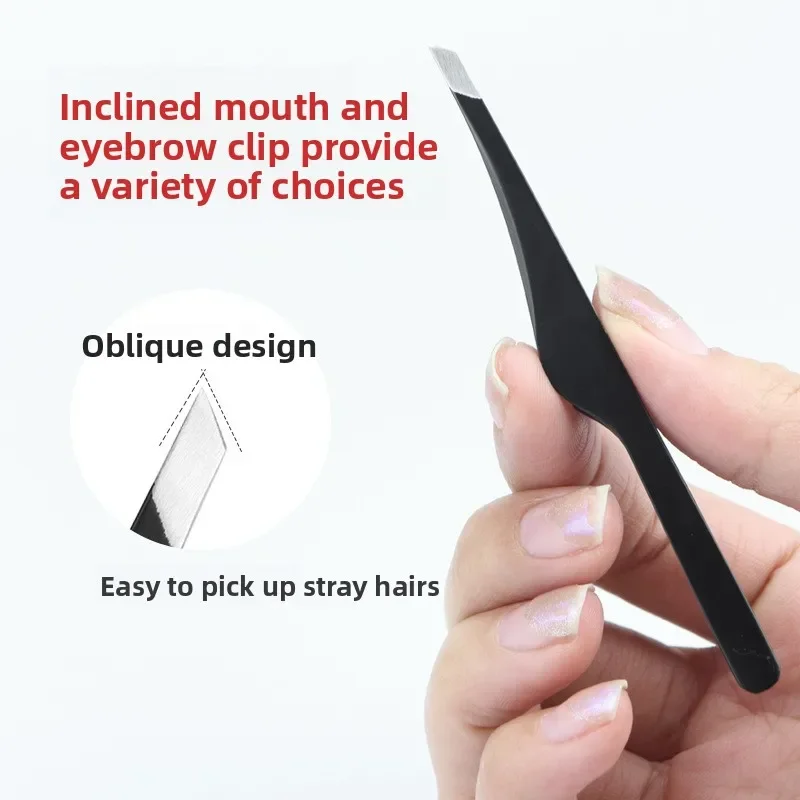 まつげ二重まぶたステッカーピンセットメイクアップツールステンレス鋼眉毛クリップ斜め先端脱毛ピンセット美容ツール