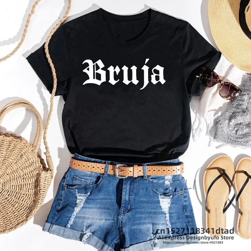 Bruja Witch T Shirts Women Men Halloween Latina Chingona Tee Shirt  Short Sleeve T-shirt Woman Clothing Ladies Tops