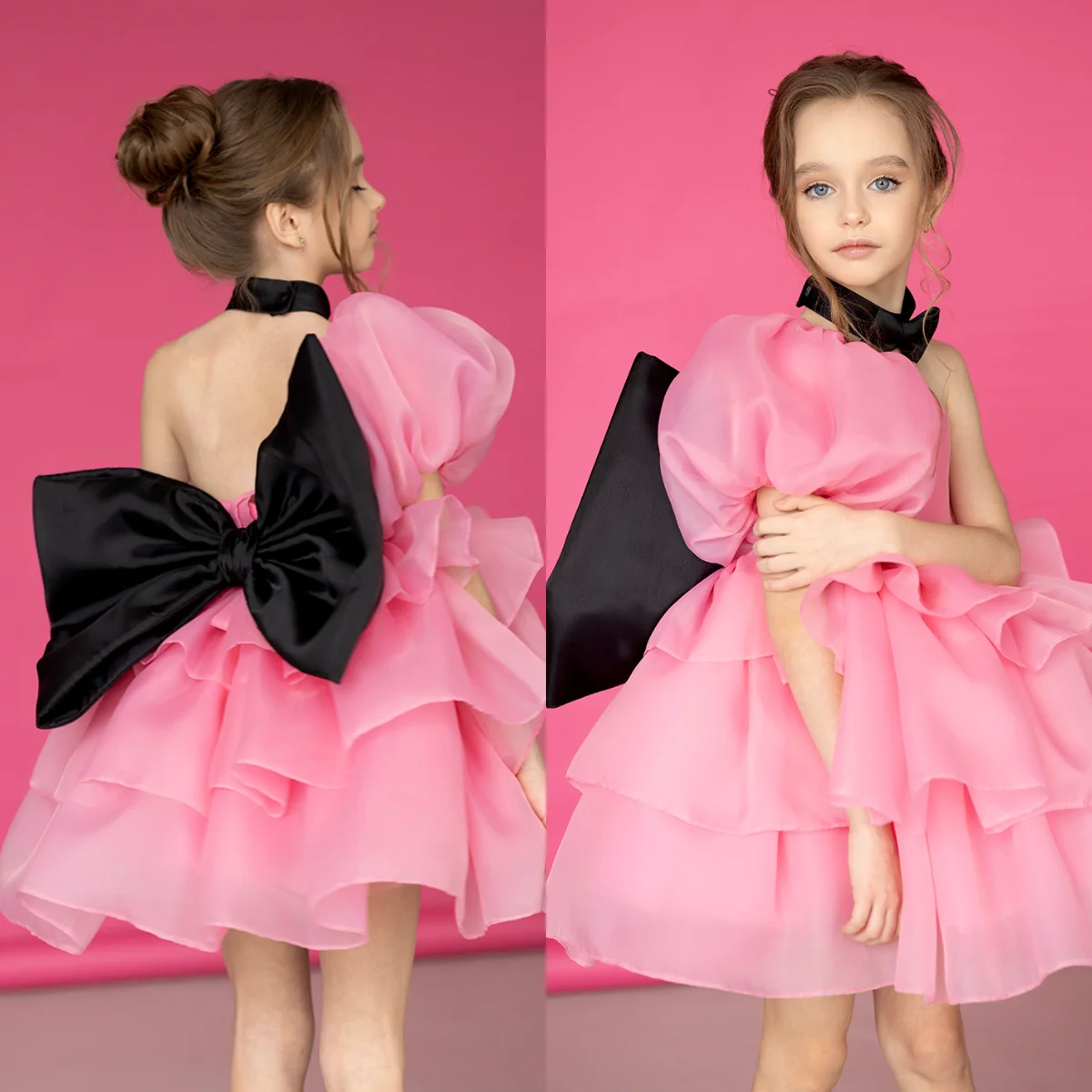 Falda abullonada con pajarita blanca, traje de bautismo para niños, precioso vestido de princesa de actuación navideña para niñas de 1 a 14 años, niña de las flores w